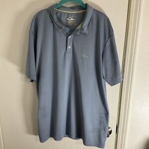 Drake Men's Performance Polo Shirt Blue Short Sleeve Polyester Size XL